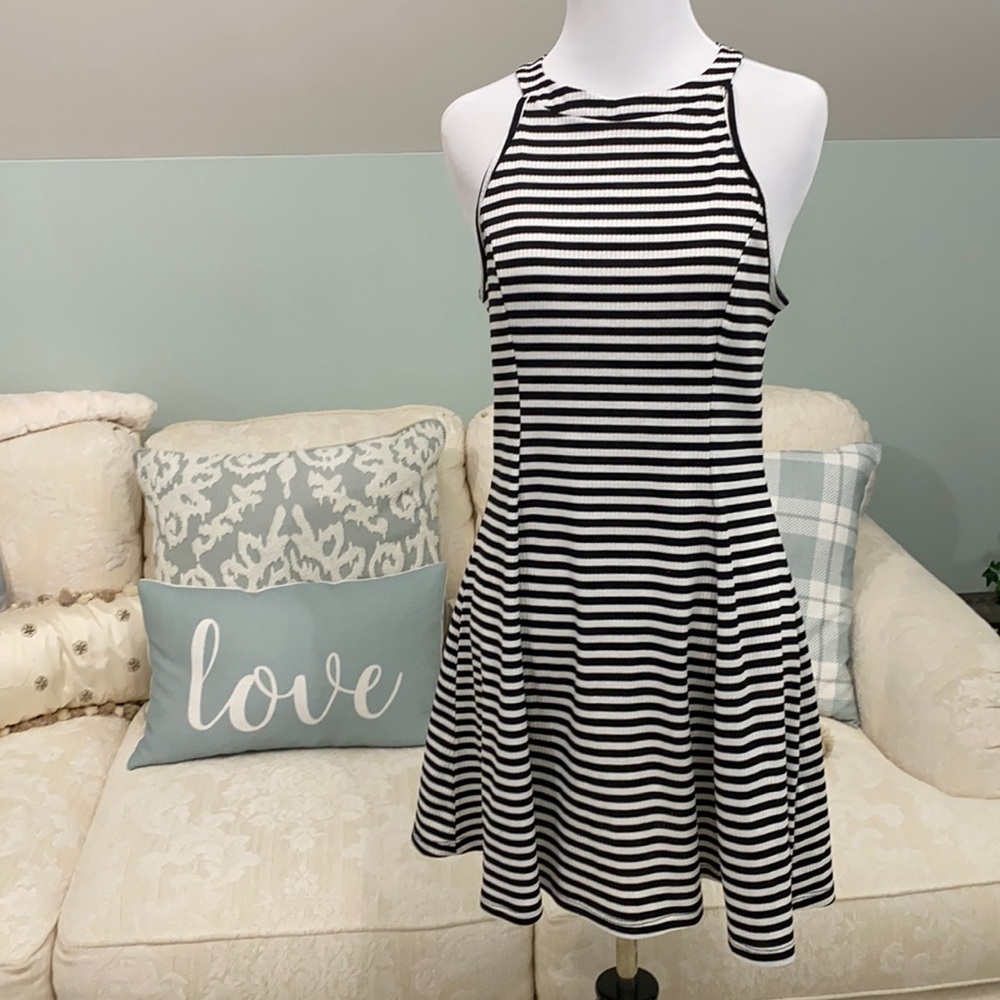 Say What? Black/White Striped  Dress